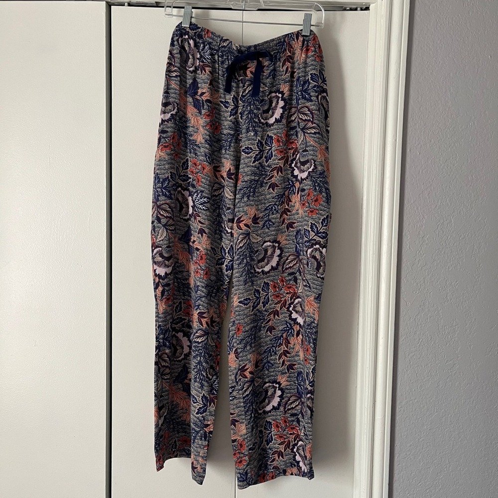 Coldwater Creek Womens XL Floral Print Rayon Drawstring Elastic Waist Pants
